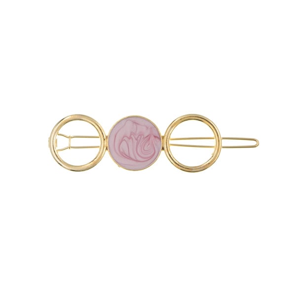 Haarclip goudkleurig cirkels roze