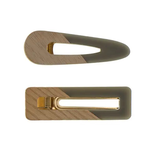 Haarclip hout grijs 2 stuks