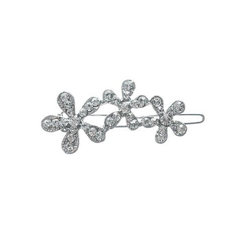 Haarclip luxe met drie bloemen met strass steentjes