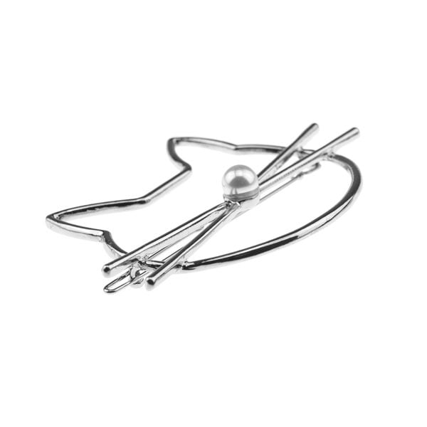 Haarclip luxe zilverkleurig large kat