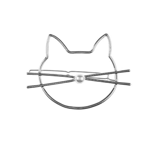 Haarclip luxe zilverkleurig large kat