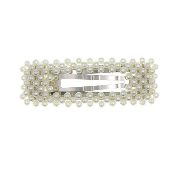 Haarclip parels crèmekleurig XL rechthoekig