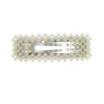 Haarclip parels crèmekleurig XL rechthoekig