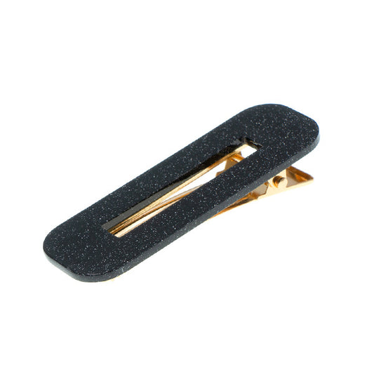 Haarclip rechthoekig zwart glitter