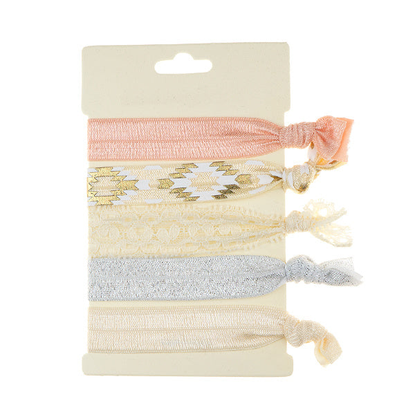 Haarelastiek/armband 5 stuks zalm pastel