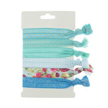 Haarelastiek/armband 6 stuks groen blauw