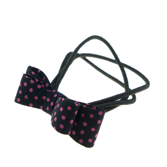 Haarelastiek strik polkadot zwart roze