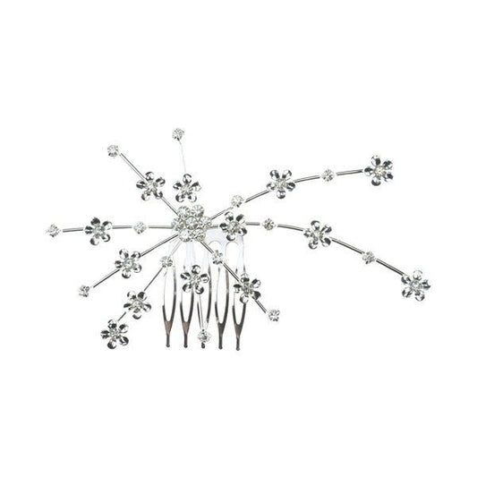 Haarkam fijne bloemen speciaal zilverkleurig
