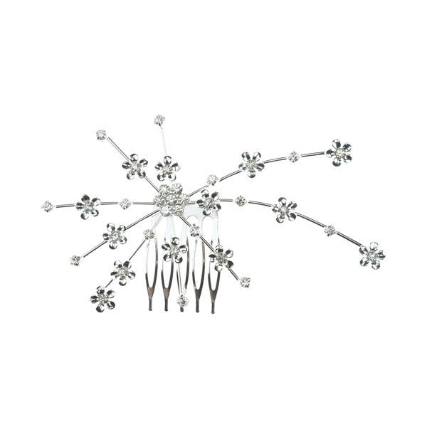 Haarkam fijne bloemen speciaal zilverkleurig
