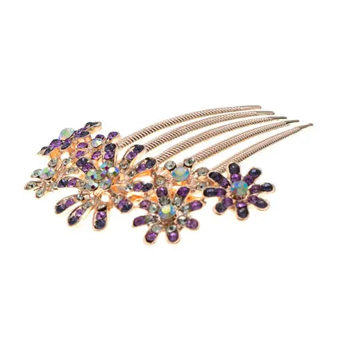Haarkam goudkleurig strass bloemen