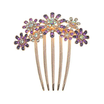 Haarkam goudkleurig strass bloemen