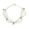 Haarketting goudkleurig aqua kleur stenen