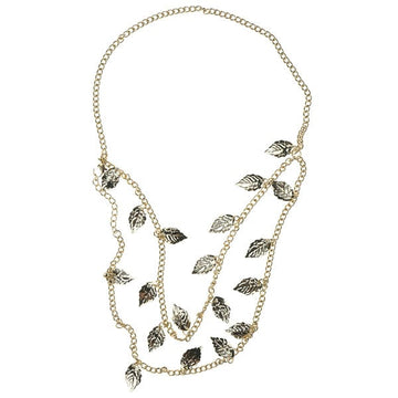 Haarketting goudkleurig in model bladeren