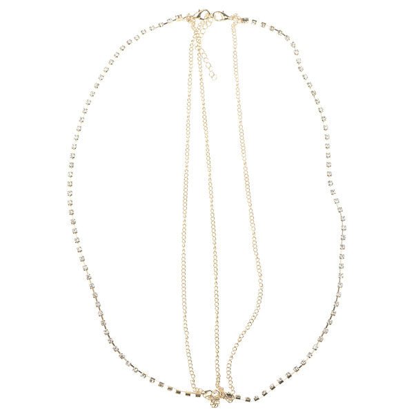 Haarketting goudkleurig strass steentjes vierkant