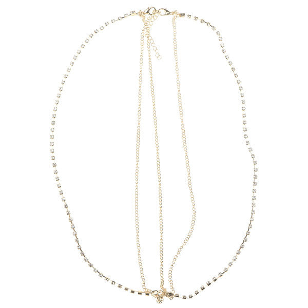 Haarketting goudkleurig strass steentjes vierkant