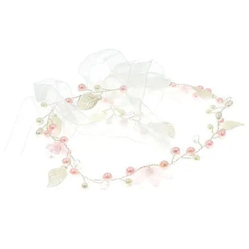 Haarketting roze bloemen met lint