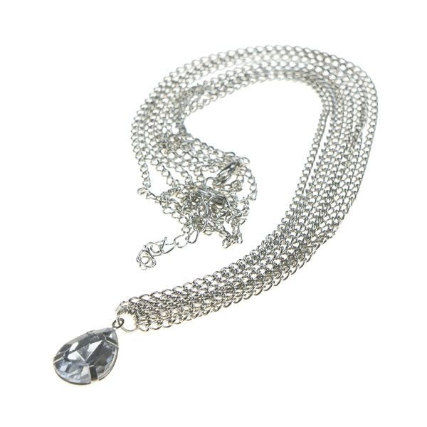 Haarketting zilverkleurig facetsteen transparant