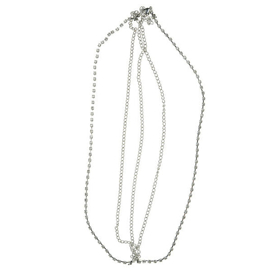 Haarketting zilverkleurig strass steentjes vierkant