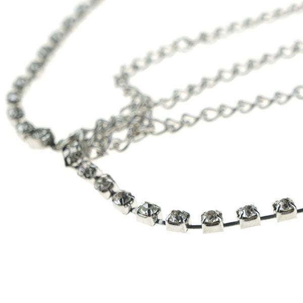 Haarketting zilverkleurig strass steentjes vierkant