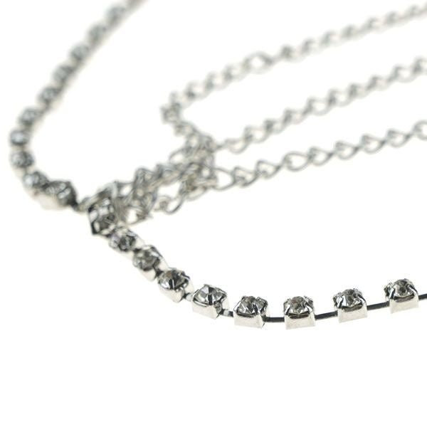 Haarketting zilverkleurig strass steentjes vierkant