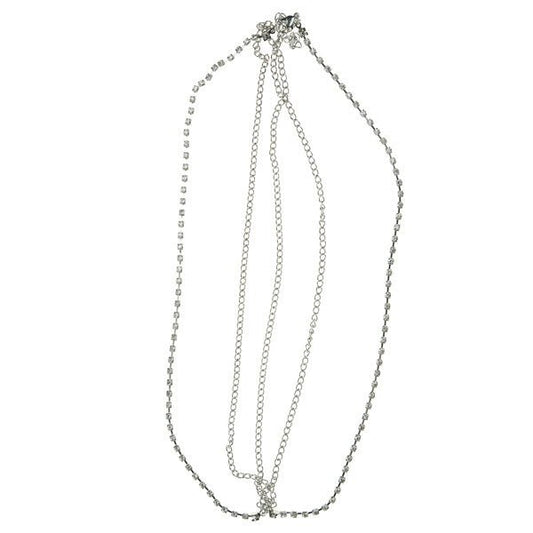 Haarketting zilverkleurig strass steentjes vierkant
