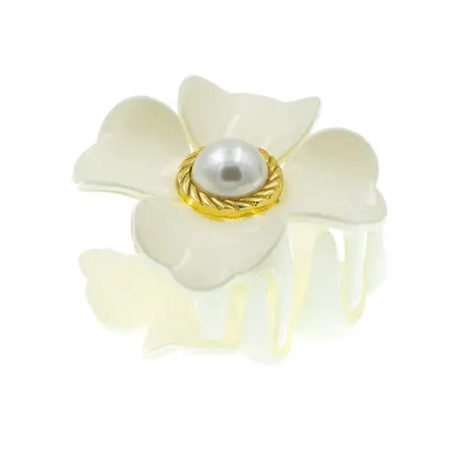 Haarklem crèmekleurig luxe flower
