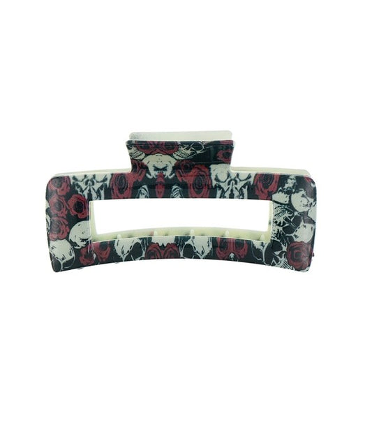 Haarklem M rechthoek skulls rood