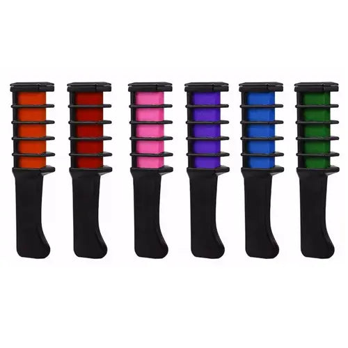 Haarkrijt kam multicolor 6 stuks