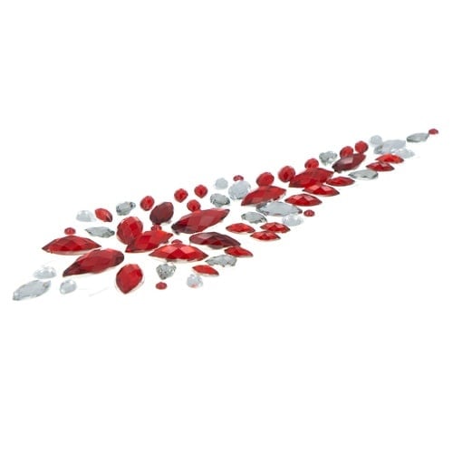 Haarkristallen sticker 60 stuks transparant/rood