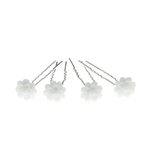 Haarpinnen chrysant in de kleur wit 4 stuks