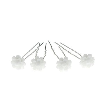 Haarpinnen chrysant in de kleur wit 4 stuks