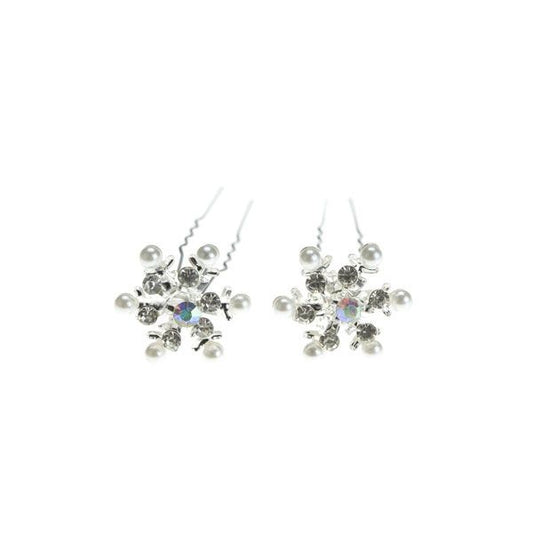 Haarpinnen ijskristal strass wit 2 stuks
