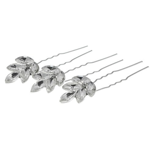Haarpinnen zilverkleurig bladeren 3 stuks