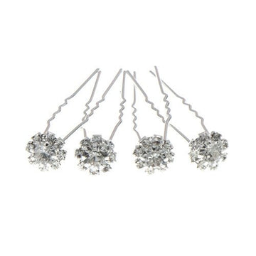 Haarpinnen zilverkleurig facetsteen strass 4 stuks
