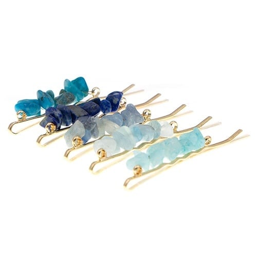Haarschuifjes blauwe stenen 5 stuks