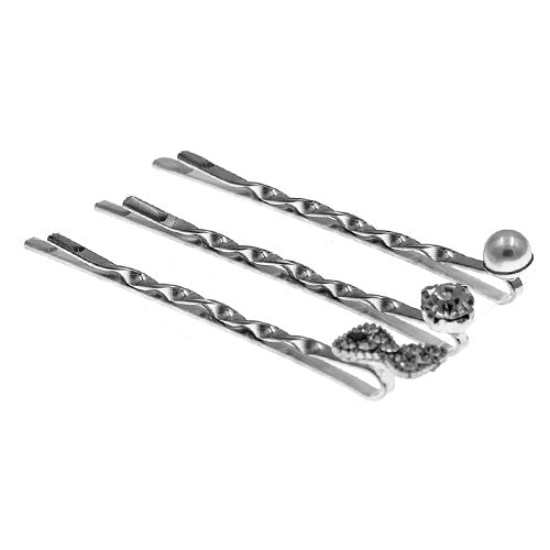 Haarschuifjes figuur, parel en steen 3 stuks