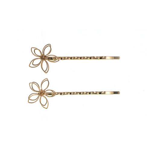 Goudkleurige haarschuifjes met bloem