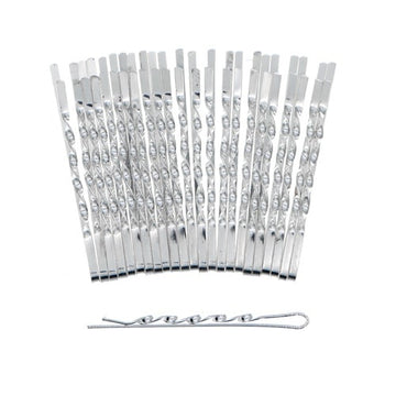 Haarschuifjes twist 24 stuks zilverkleurig