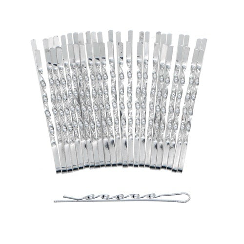 Haarschuifjes twist 24 stuks zilverkleurig