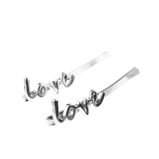 Haarschuifjes zilverkleurig love