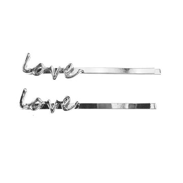 Haarschuifjes zilverkleurig love