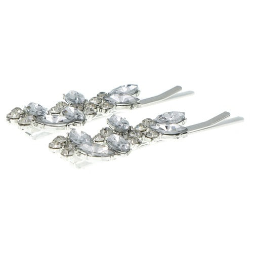 Haarschuifjes zilverkleurig strass steentjes