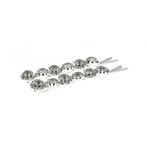 Zilverkleurige haarschuifjes met strass stenen