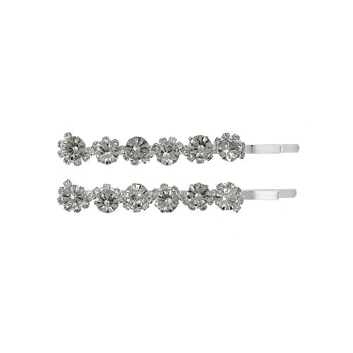 Zilverkleurige haarschuifjes met strass stenen