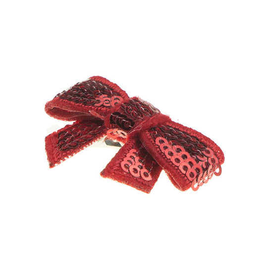 Haarstrikje klein pailletten in de kleur rood