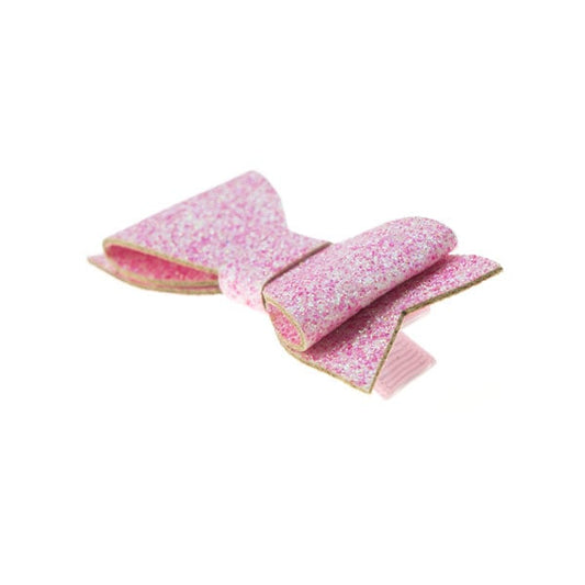 Haarstrikje met glitters in de kleur roze