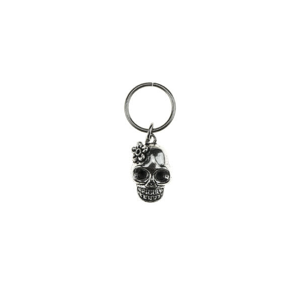 Hair ring met bedel skull zilverkleurig