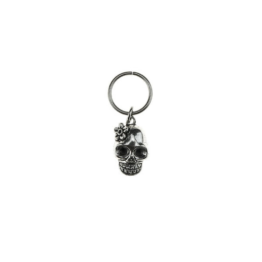 Hair ring met bedel skull zilverkleurig