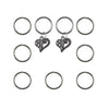 Hair rings 9 stuks met 2 bedels hart zilverkleurig