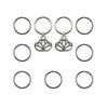 Hair rings 9 stuks met 2 bedels lotus zilverkleurig